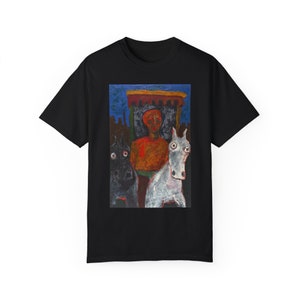 CARTA TAROT CARRO di Jonathan Herbert Pittura originale T-shirt tinta in capo unisex, Artista Instagram @jherbertartist, Arte indossabile,