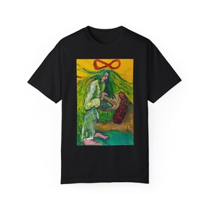 Carta TAROCCHI DELLA FORZA di Jonathan Herbert Pittura originale T-shirt tinta in capo unisex, Artista Instagram @jherbertartist, Arte indossabile,