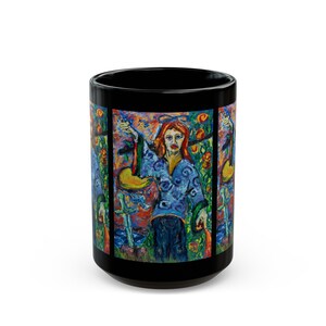 MAGICIAN TAROT zwarte mok, 11 oz en 15 oz, originele kunst van Jonathan Herbert, Tarot Design