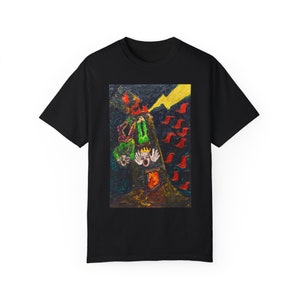 TOWER TAROT Karte vonJonathan Herbert Original Malerei Unisex Garment-Dyed T-shirt Künstler Instagram @jherbertartist