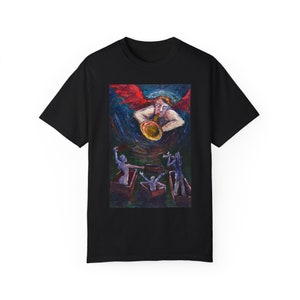 Carta JUDGMENT TAROT di Jonathan Herbert Pittura originale T-shirt tinta in capo unisex, Artista Instagram @jherbertartist, Arte indossabile,