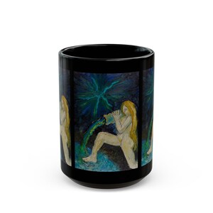 THE STAR TAROT zwarte mok, 11 en 15 oz, originele kunst van Jonathan Herbert, Tarot Design