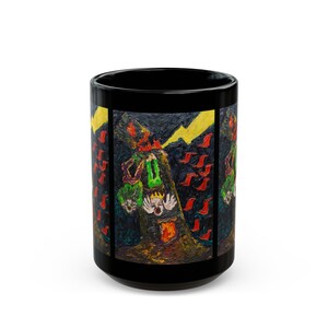 THE TOWER TAROT Schwarzer Becher, 11 Unzen und 15 Unzen, Originalkunstwerk vonJonathan Herbert, Tarot Design