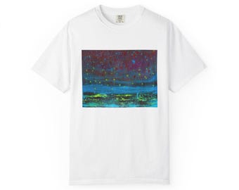 Jonathan Herbert Stars Falling Art T-Shirt, Garment Dyed Heavyweight Tee