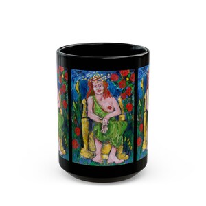 EMPRESS TAROT zwarte mok, 11 oz en 15 oz, originele kunst van Jonathan Herbert, Tarot Design