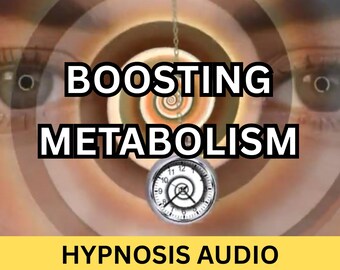 Hipnose para acelerar o metabolismo com Reiki e arte digital energizante.