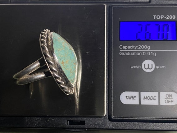 Large Scale Signed Navajo #8 TURQUOISE RING 70’s … - image 8