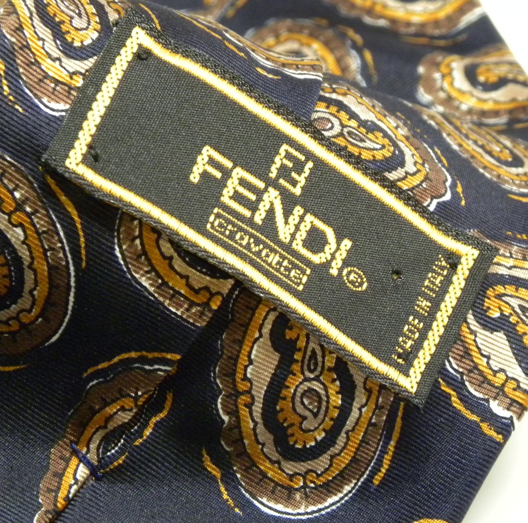 FENDI チェック柄マフラー cravatte Old FENDI cravatte イタリア製 ズッカ×チェッカー柄マフラー