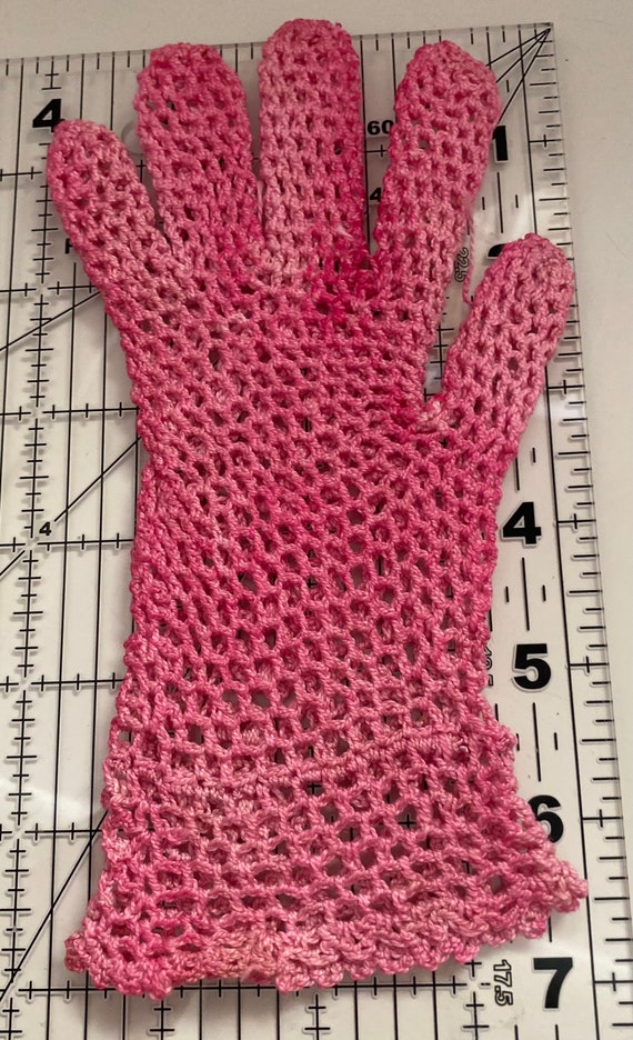 Antique Vintage French BARBIE PINK Hand Crocheted… - image 4