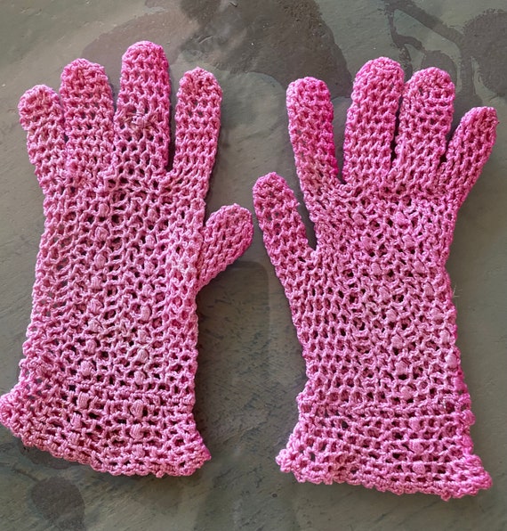 Antique Vintage French BARBIE PINK Hand Crocheted 