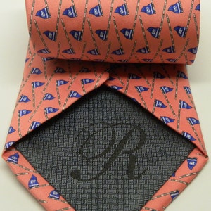 Rare Vintage 1980s RIVETZ of Boston Necktie PINK Blue 100% Silk Golf Repp TIE 18th Hole 005