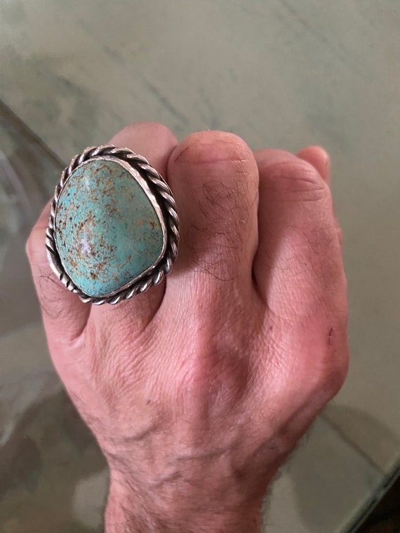 Large Scale Signed Navajo #8 TURQUOISE RING 70’s … - image 4