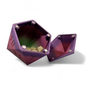 Rainbow D20 Dice Case: Magnetic RPG Storage - Gamer Gift