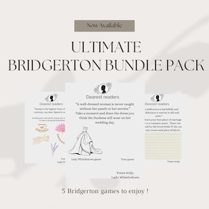 Ensemble de jeux Bridgerton pour la douche nuptiale : thème Lady Whistledown (téléchargement numérique)