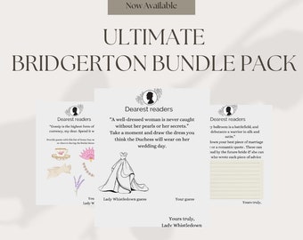 Bridgerton Bridal Shower Games Bundle: Lady Whistledown Theme (Digital Download)