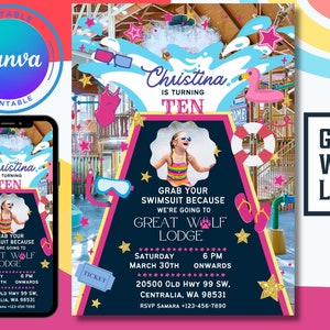 Great Wolf Lodge Birthday Invitation (Girl)