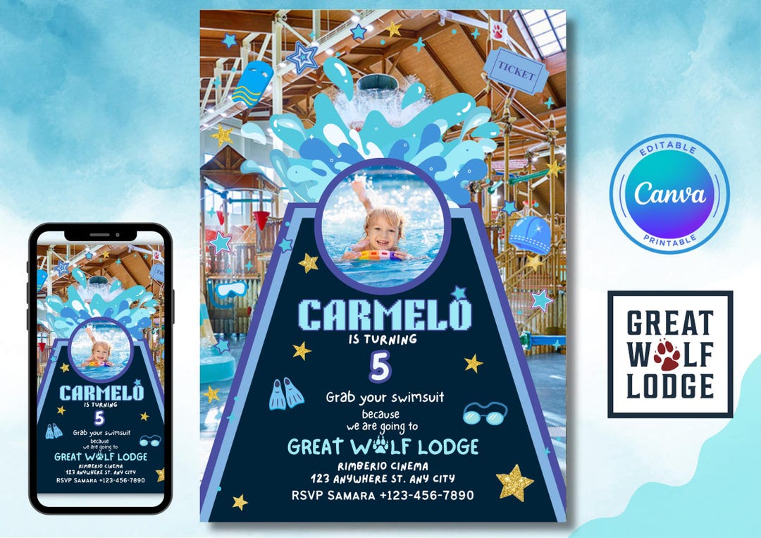 Great Wolf Lodge Birthday Invitation boy - Etsy
