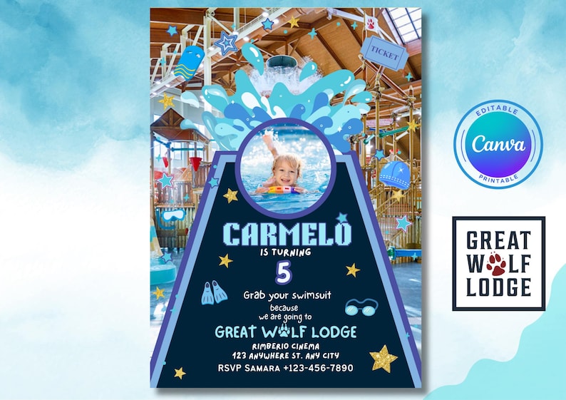 Great Wolf Lodge Birthday Invitation boy - Etsy