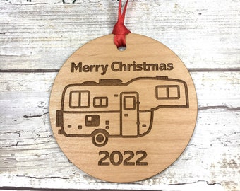 2023 5th Wheel Scamp Camper Ornament, Egg Travel Trailer, Glamping Ornament, Egg Rally, Glamp Camp, Fifth Wheel Personalized Xmas Ornament