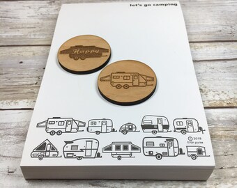 Set of 2 Hybrid Travel Trailer Magnets with Travel Trailer Notepad, Camping Check List, Refrigerator Magnet, Camping Fun, Camper Check List