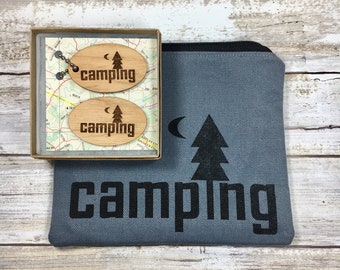 Screen Printed Canvas Camping Bags with Camping Keychain and Magnet