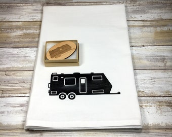Travel Trailer Dish Towel with Magnet, Flour Sack Dish Towel, Camper Kitchen, Travel Trailer Kitchen, Camper Galley, Trailer Galley, Camp