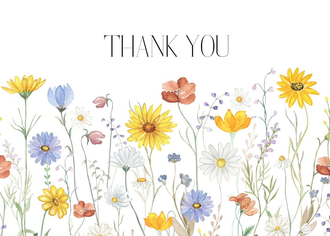 Thank You Card Set Floral - Printable - Etsy