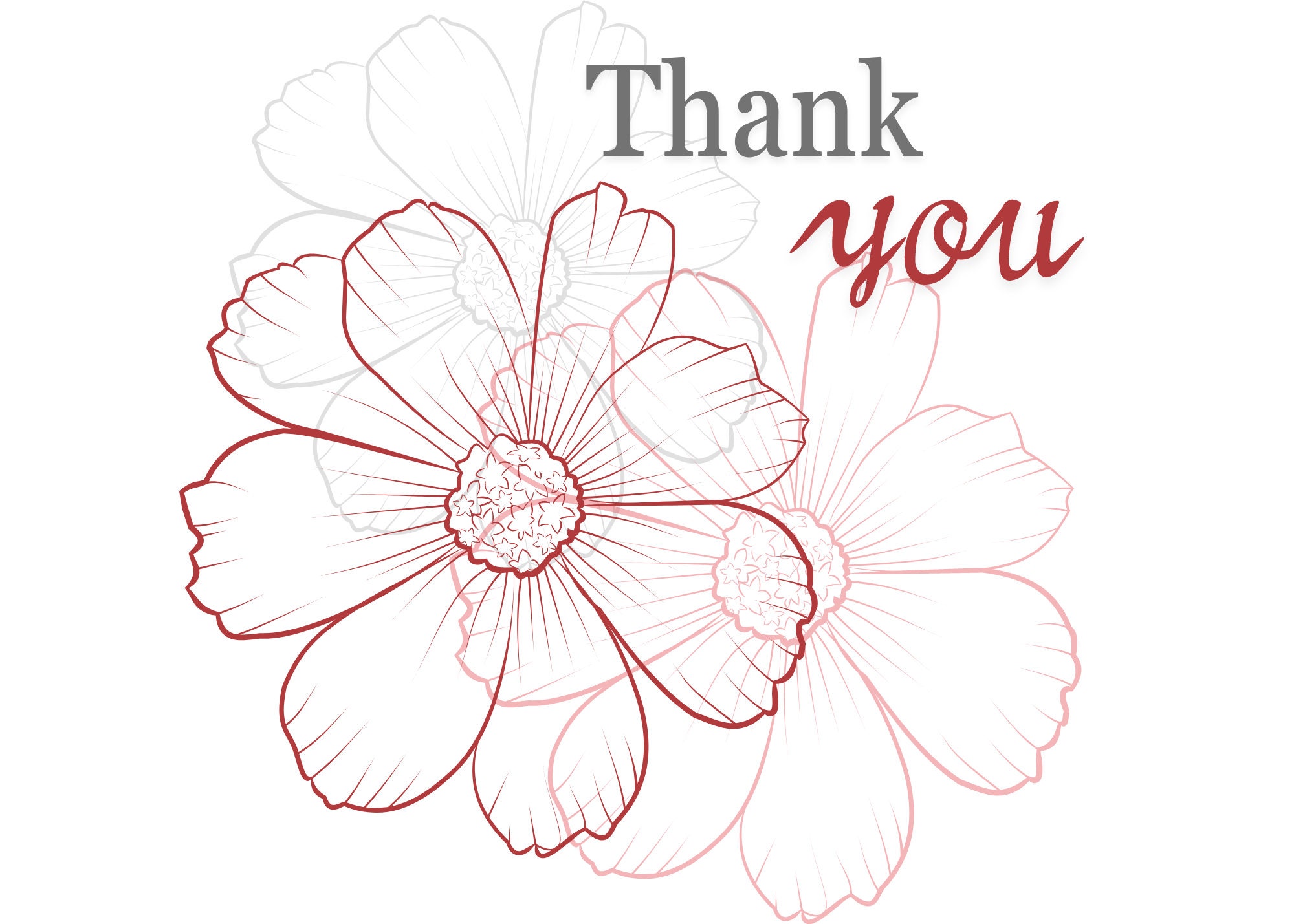 Thank You Card Set Floral - Printable - Etsy
