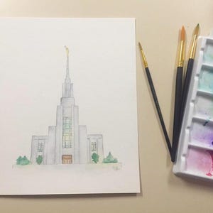 Twin Falls Idaho Temple Watercolor Temple- Digital Download