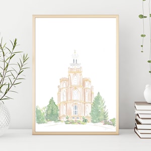Logan Utah Temple Watercolor Temple- Digital Download
