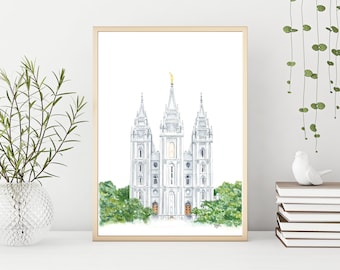 Salt Lake Temple Watercolor Temple- Digital Download