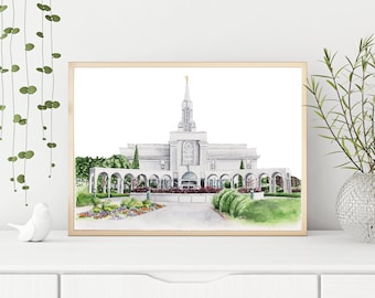 Bountiful Temple Watercolor Temple- Digital Download