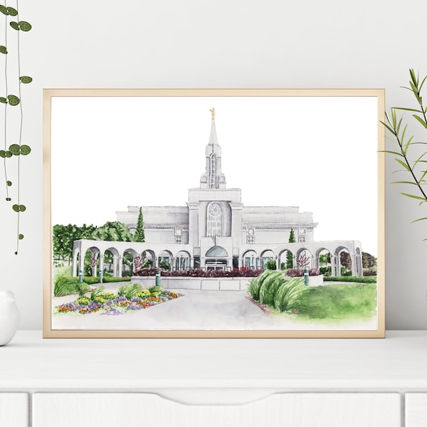 Bountiful Temple Watercolor Temple- Digital Download
