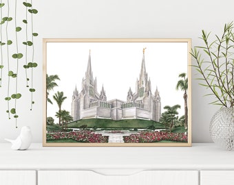 San Diego Temple Watercolor Temple- Digital Download