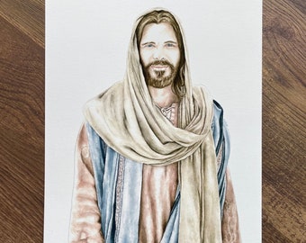 Watercolor Print -  Hand Painted Watercolor Christ. Size 8x10