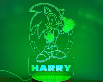 Hedgehog personalised acrylic LED lamp night light with RGB colour changing lights with static, flash or fading.