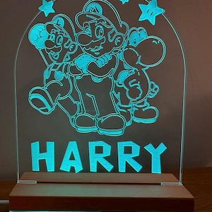 Personalised Gaming characters acrylic LED lamp night light with RGB colour changing lights with static, flash or fading modes. Great gift. image 1