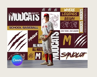 Editable Media Day Backdrop Template Baseball Team Canva Template Baseball Backdrop Sports Poster Design Senior Sports Banner Sport Template