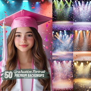 Graduation Digital Backdrops for Senior Portraits High School Graduation Photography Backgrounds Editable Graduation Banner Templates