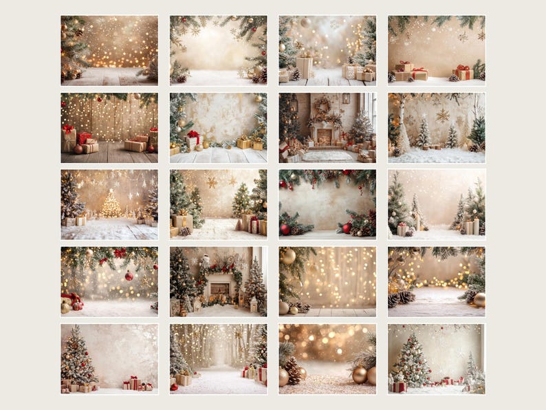 120 Christmas Beige Studio Digital Backdrop Holiday Portrait Backdrop ...