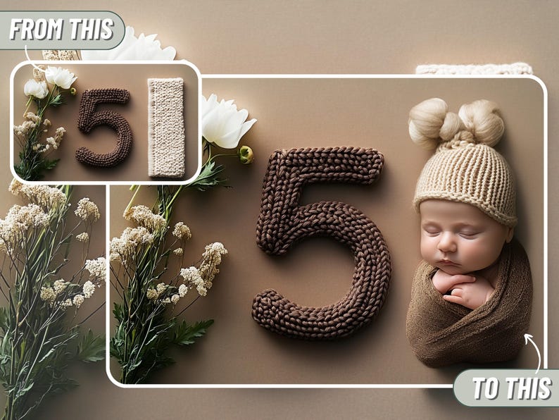 Newborn Milestone Digital Backdrops, Editable Photoshop Overlays for ...