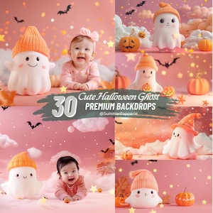 Cute Ghost Halloween Digital Background Overlay Spooky Ghost Backdrop for Halloween Photography Photoshop Overlay Halloween Composite Images