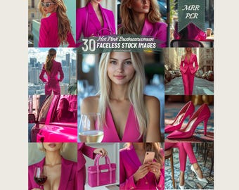 Luxury Business Woman Stock Photo Hot Pink Aesthetic Faceless Branding CEO Image Entrepreneur Digital Photo for Business Marketing Websites