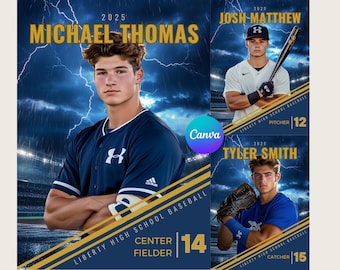 Baseball Team Canva Template Baseball Backdrop For Sports Poster Design Senior Sports Banner Memory Mates Digital Background Sports Template