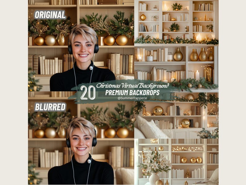 Zoom Christmas Gold Background for Virtual Meetings Office Video ...