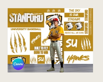 Editable Media Day Backdrop Template Baseball Team Canva Template Baseball Backdrop Sports Poster Design Senior Sports Banner Sport Template