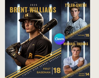 Baseball Team Canva Template Baseball Backdrop For Sports Poster Design Senior Sports Banner Memory Mates Digital Background Sports Template