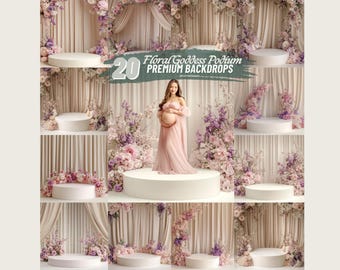 Floral Podium Maternity Backdrop, Flower Backdrop, boho backdrops, maternity backdrops, photography backdrop, fine art background maternity