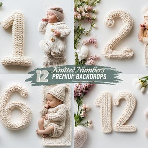 Fondo digital de punto para recién nacidos / Hito del primer año del bebé / Superposición de fondo de estudio acogedor para fotografía de recién nacidos y edición de Photoshop