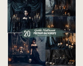 Gothic Halloween Digital Background Overlay Spooky Studio Photography Backdrop for Photoshop Haunted House Scene Creative Photo Composites